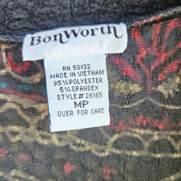Vintage New NWT BonWorth Paisley Print Cardigan Size Medium Petite MP 3/4 Sleeve - Picture 5 of 13